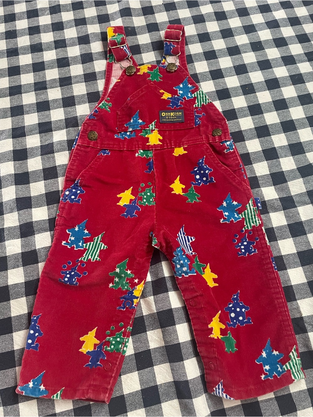 Vintage OshKosh Red Clown Corduroy Overalls - 18 month